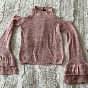Bell sleeve cold shoulder express sweater